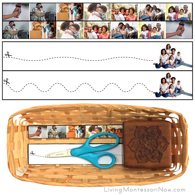 Black Family Cutting Strips with Basket