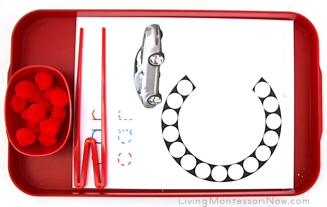 Car Do-a-Dot Letter C Tray with Pom Poms and Quick Sticks
