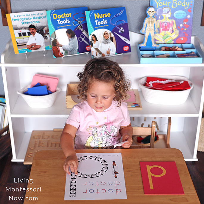 Concentrating on Her Work with Stethoscope Stickers and Doctor Do-a-Dot Page