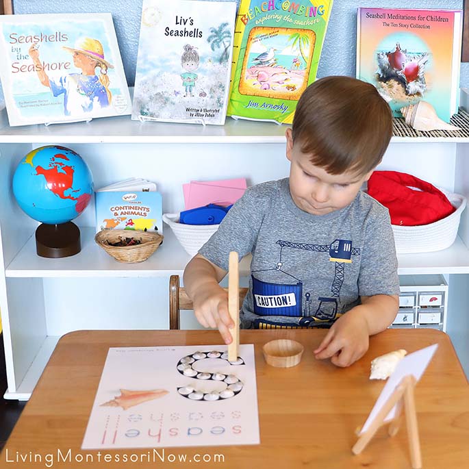 Concentrating on Transferring the Last Seashell to the Seashell Do-a-Dot Printable
