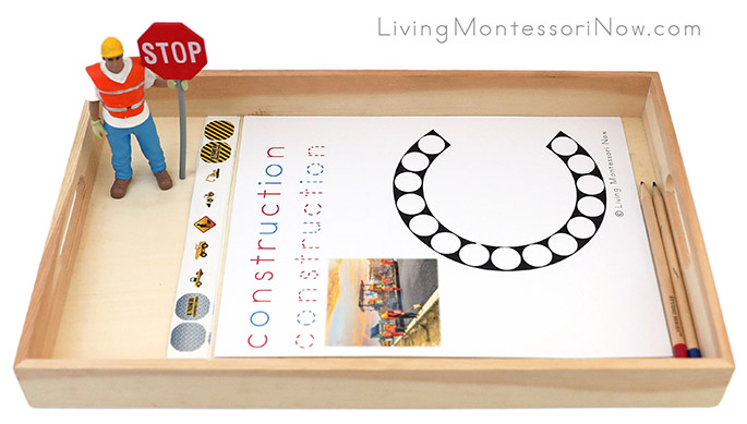 Construction Do-a-Dot Phonics Tray with Construction Sticker Work