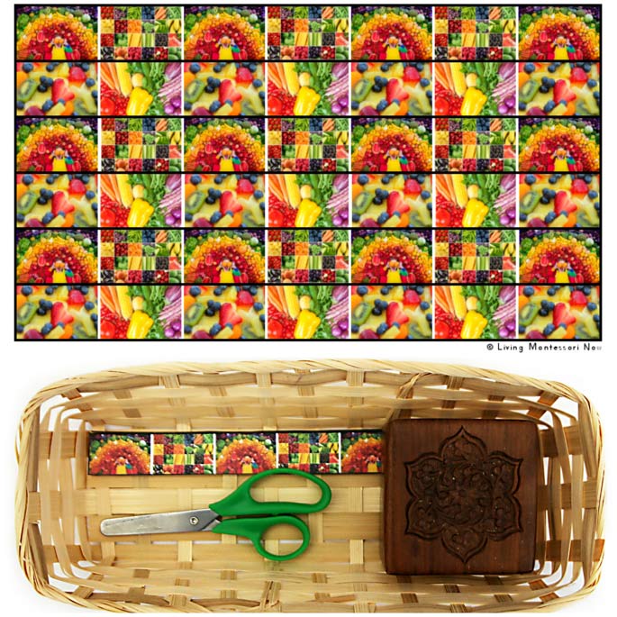 Eat-a-Rainbow Cutting Strips with Basket