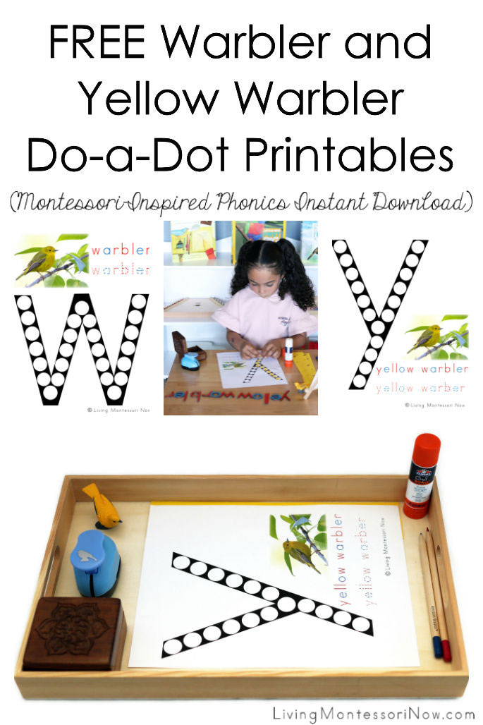 FREE Warbler and Yellow Warbler Do-a-Dot Printables (Montessori-Inspired Phonics Instant Download)