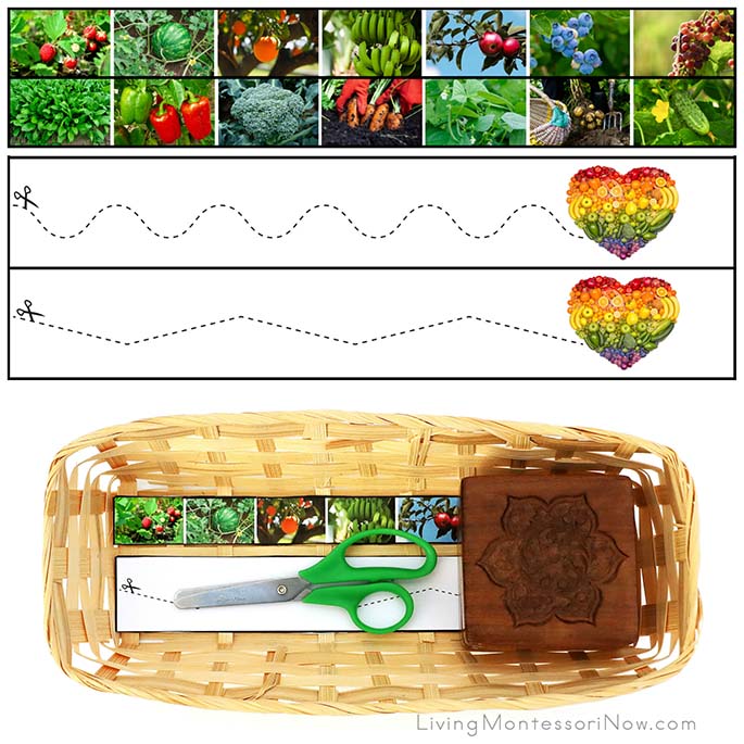 Fruit and Vegetable Cutting Strips with Basket