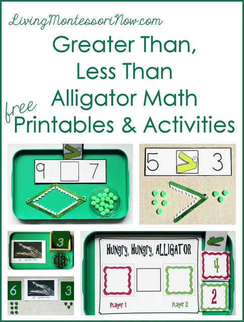 Greater Than, Less Than Alligator Math Printables and Activities