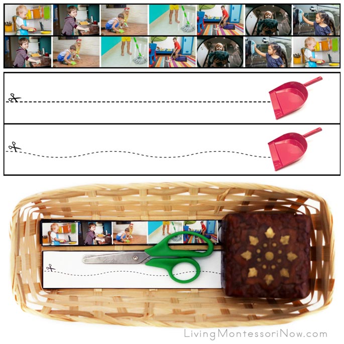 Kids Cleaning Cutting Strips with Basket