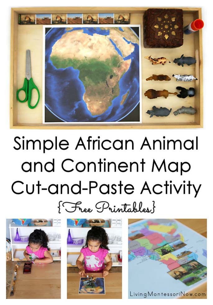 Simple African Animal and Continent Map Cut-and-Paste Activity