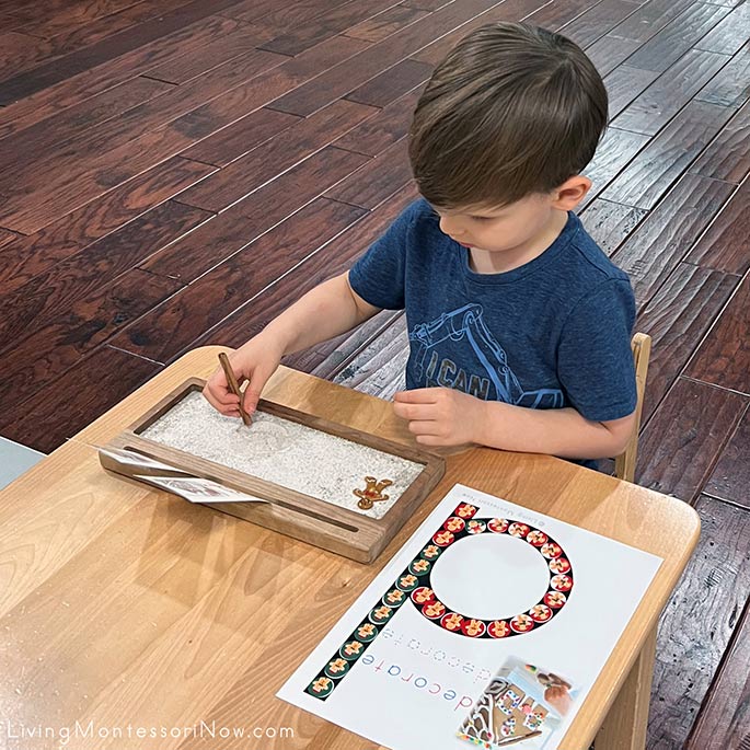 Writing Letters in Gingerbread-Scented Sand Tray