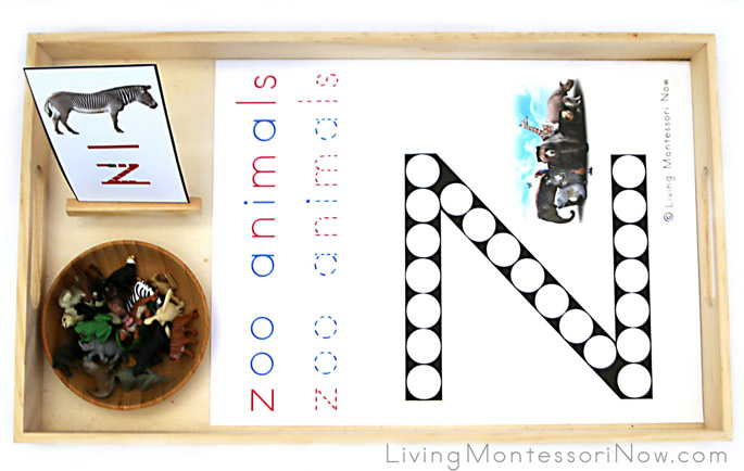 Zoo Animal Do-a-Dot Letter Z Tray with Miniature Zoo Animals